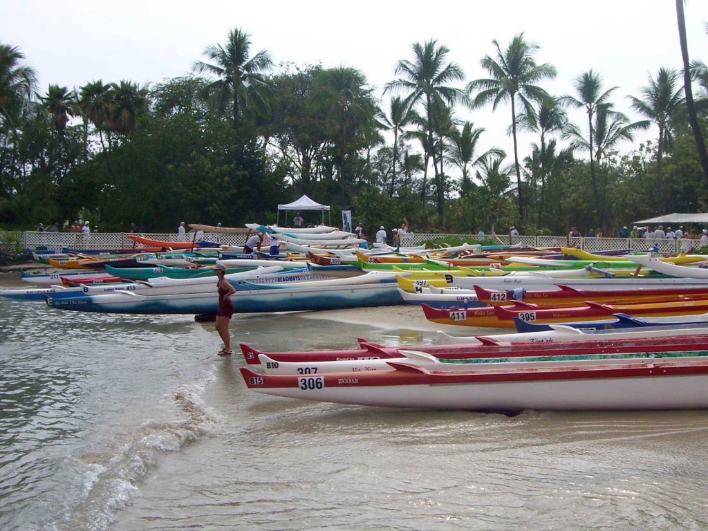 Hawaiian Outrigger Canoes Preparing