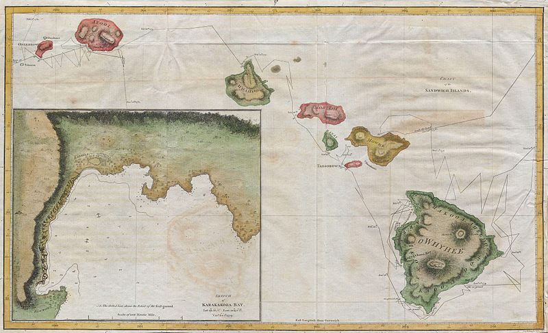 Cook Bligh 1785 Map of Hawaii