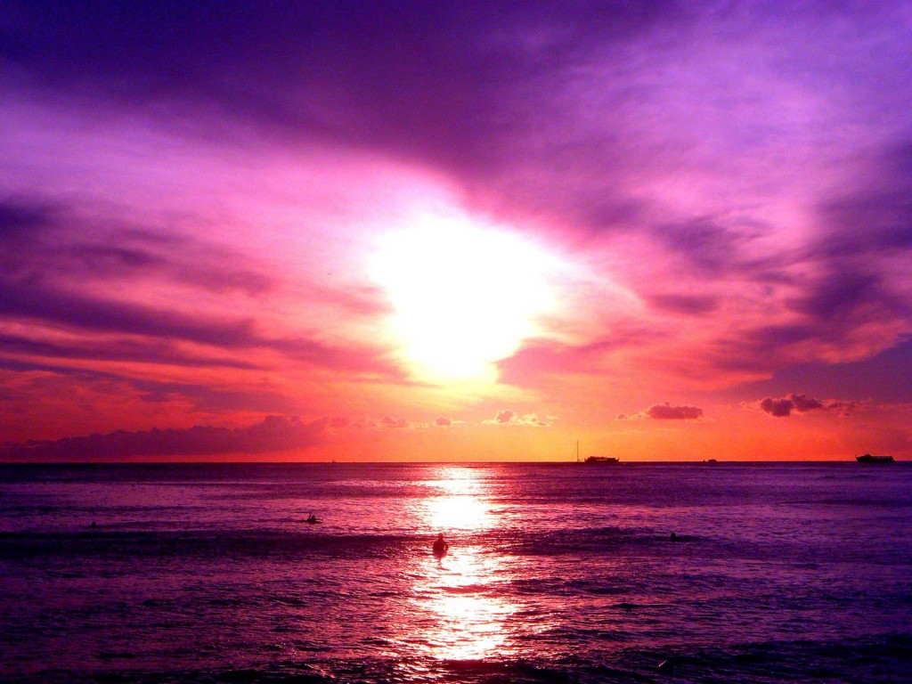 Purple Ocean Sunset, Oahu Hawaii