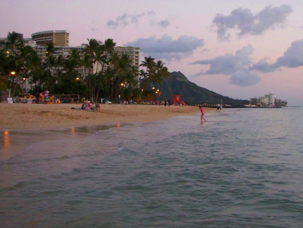 Warm Waikiki Beach Sunset